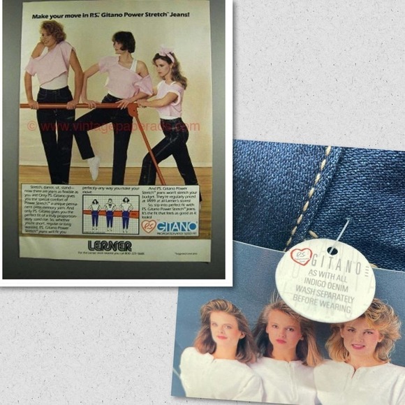 Vintage Gitano Denim Jeans Blue Size 20L Size 12 High waist 80s retro stretch - Picture 7 of 11